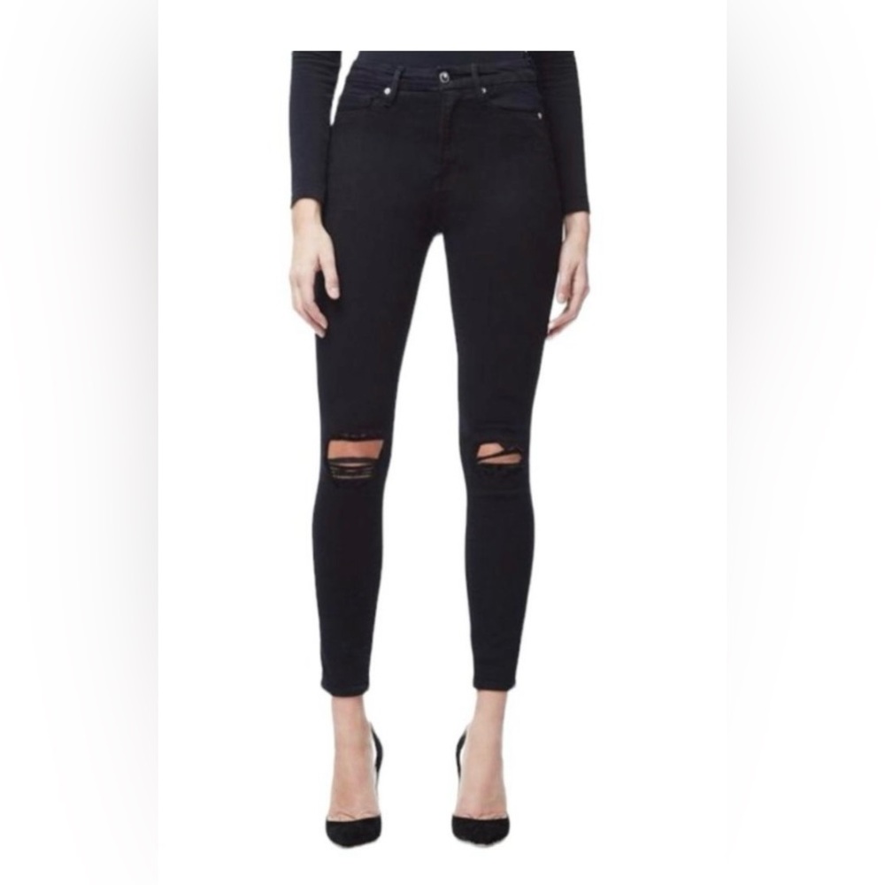 Good American women’s black distressed skinny jeans Size 15